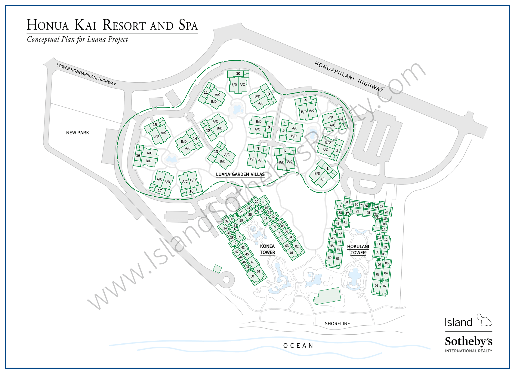 Map Honua Kai and Luana Garden Villas